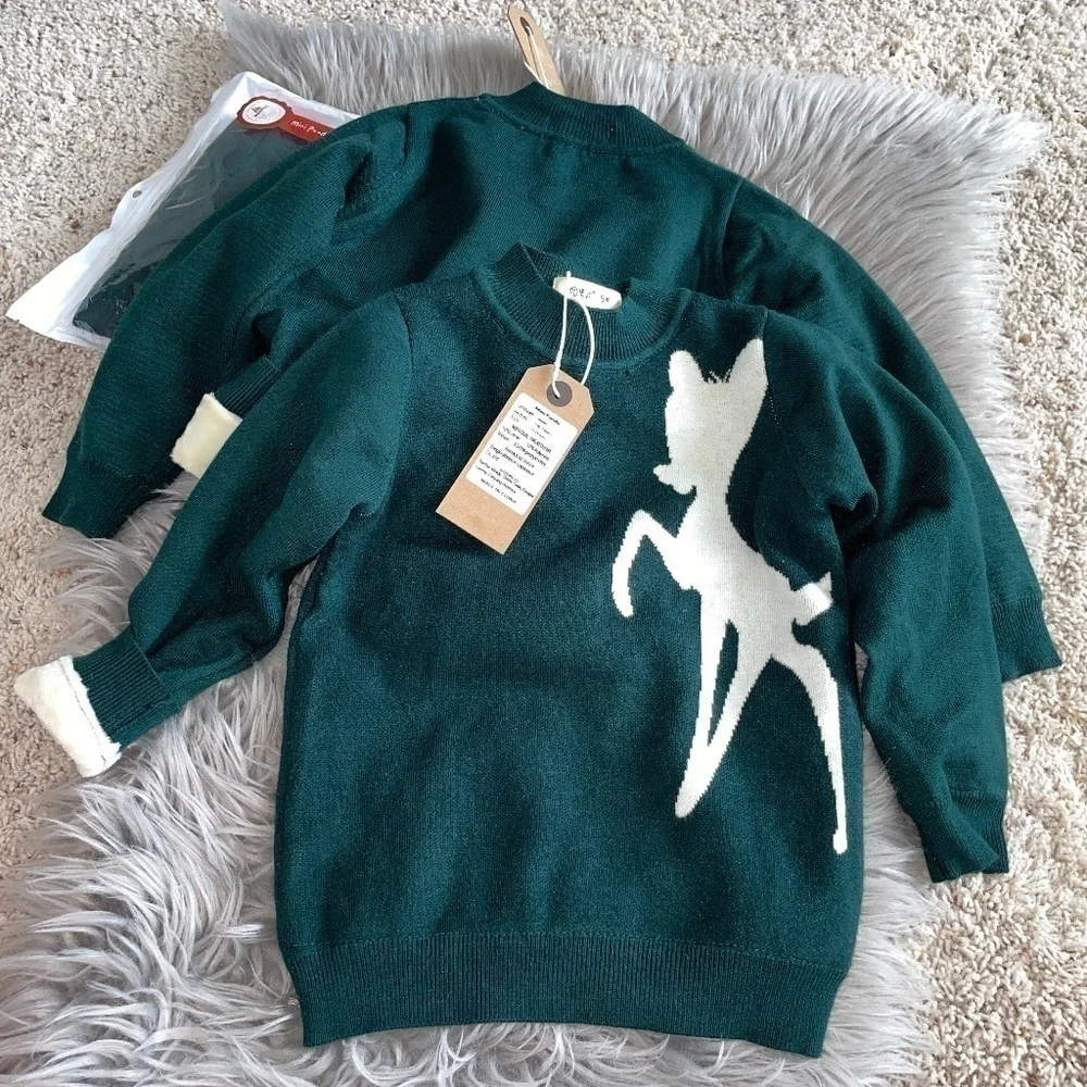 NWT Mini Panda Fleece Lined Toddler Sweater Bambi Size 3T NEW